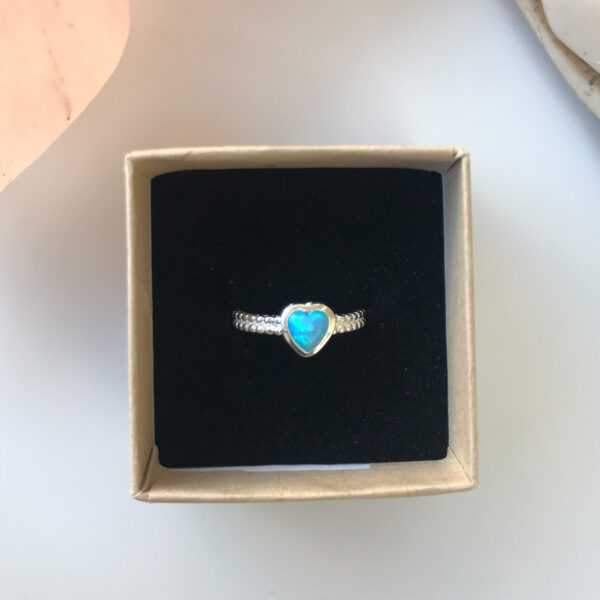Blue opal heart ring Wildwood Cornwall