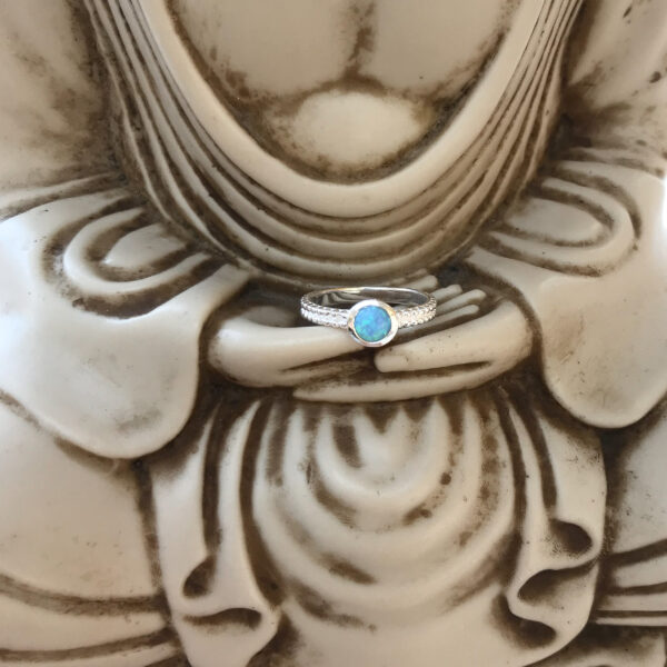 Created blue opal ring on buddha