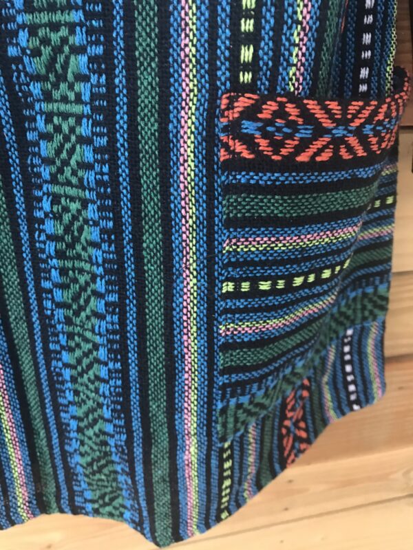 Green blue dungaree dress fair trade ethical thai weave