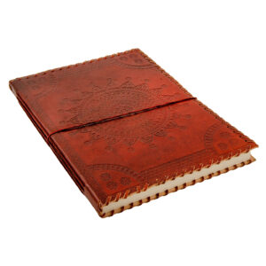 Mandala leather bound journal notebook Wildwood Cornwall fair trade