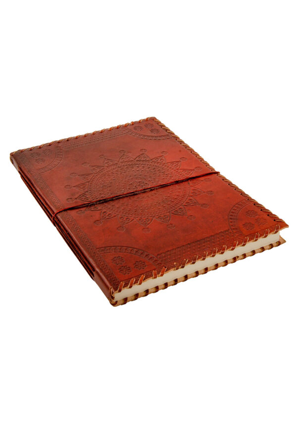 Mandala leather bound journal notebook Wildwood Cornwall fair trade