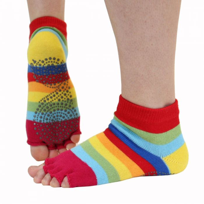 Anti-slip rainbow toeless yoga socks - Wildwood, Bude