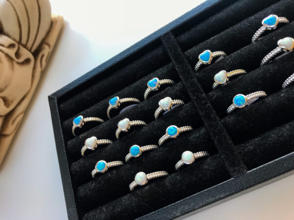 created opal silver rings ethical WIldwood Cornwall