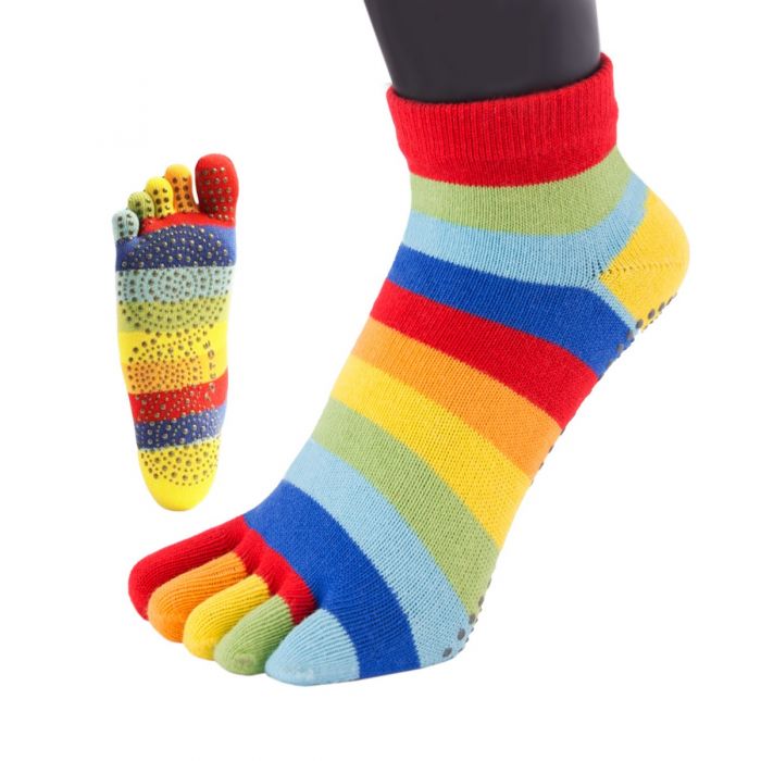 Anti-slip rainbow separate toe yoga socks - Wildwood, Bude