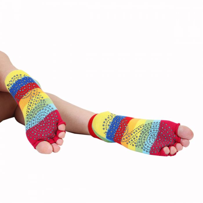 Anti-slip rainbow toeless yoga socks - Wildwood, Bude