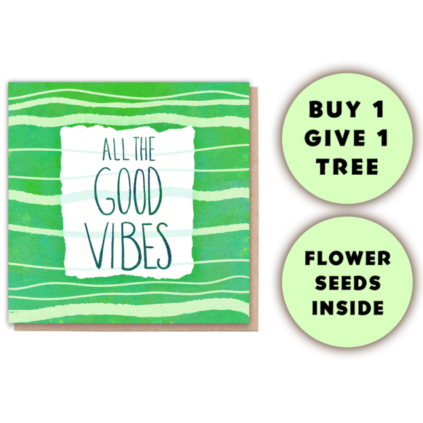 All the good vibes eco greeting card Wildwood Cornwall 1 tree cards