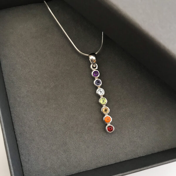 Chakra necklace in gift box 7 gemstones Wildwood Cornwall