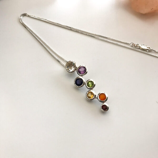 Cluster chakra rainbow necklace pendant