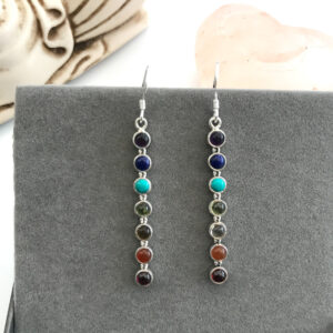 Drop earrings gemstones chakra rainbow