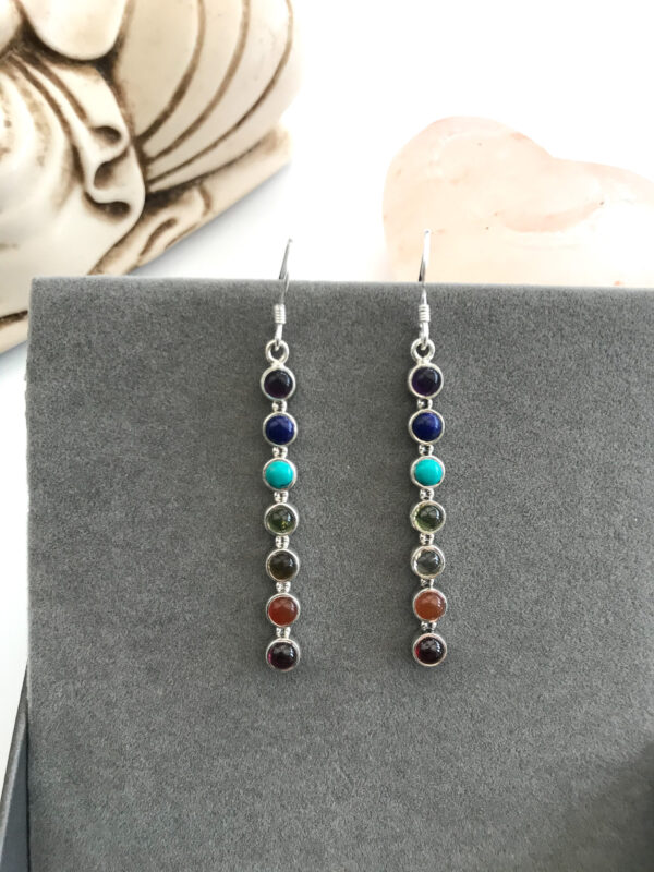Drop earrings gemstones chakra rainbow