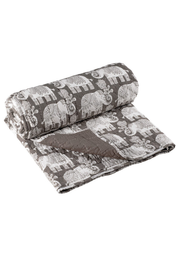Grey Indian elephant bed spread quilt blanket throw Wildwood Cornwall