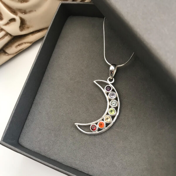 Moon chakra rainbow stone necklace pendant Wildwood