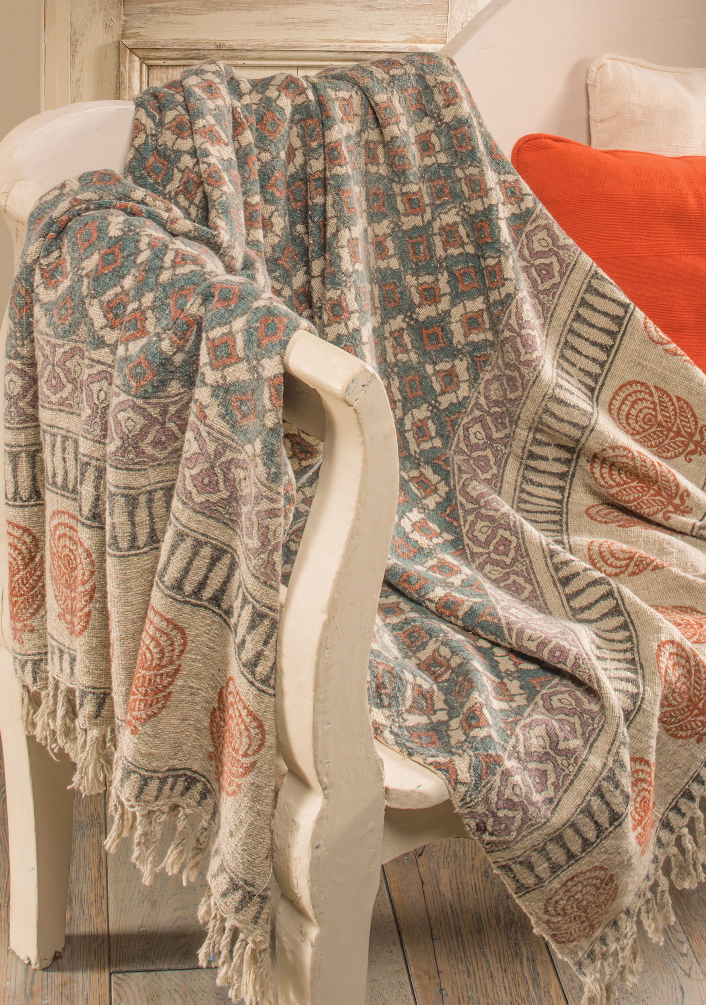 Soft cotton tribal block print throw - Wildwood | Bude | Cornwall