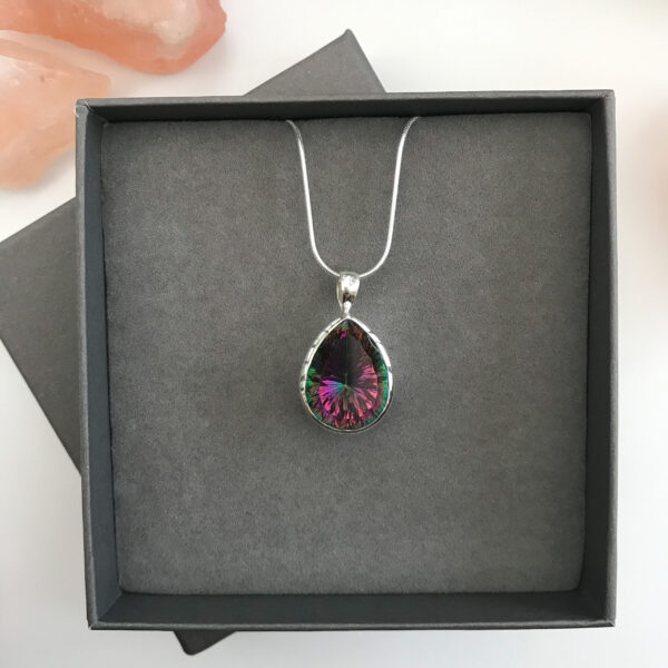 Mystic topaz teardrop necklace in gift box pendant Wildwood