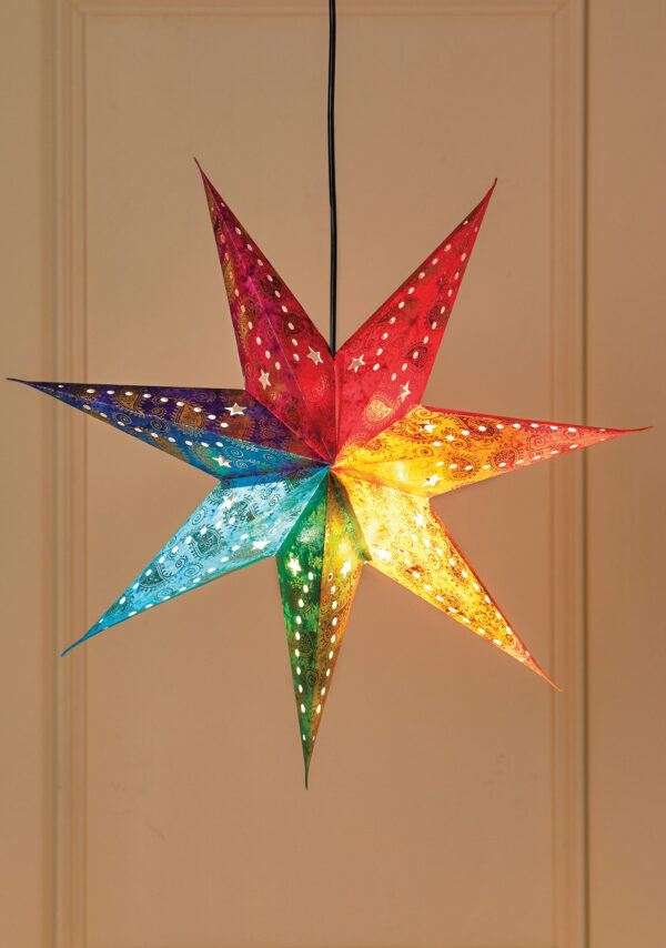 Rainbow star lampshade light shade Wildwood Cornwall fair trade