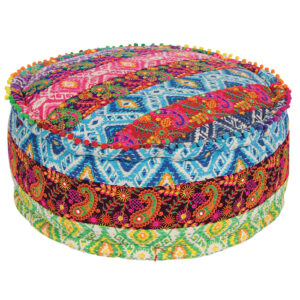 embroidered patchwork pouffe fair trade Wildwood Cornwall
