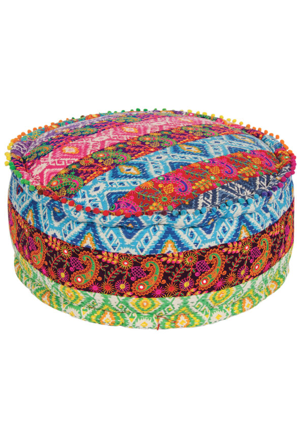 embroidered patchwork pouffe fair trade Wildwood Cornwall
