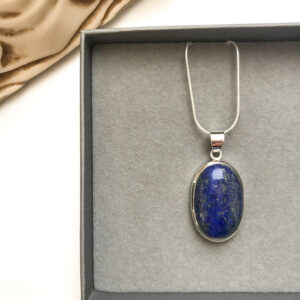 Oval lapis lazuli pendant necklace Wildwood Cornwall Bude uk