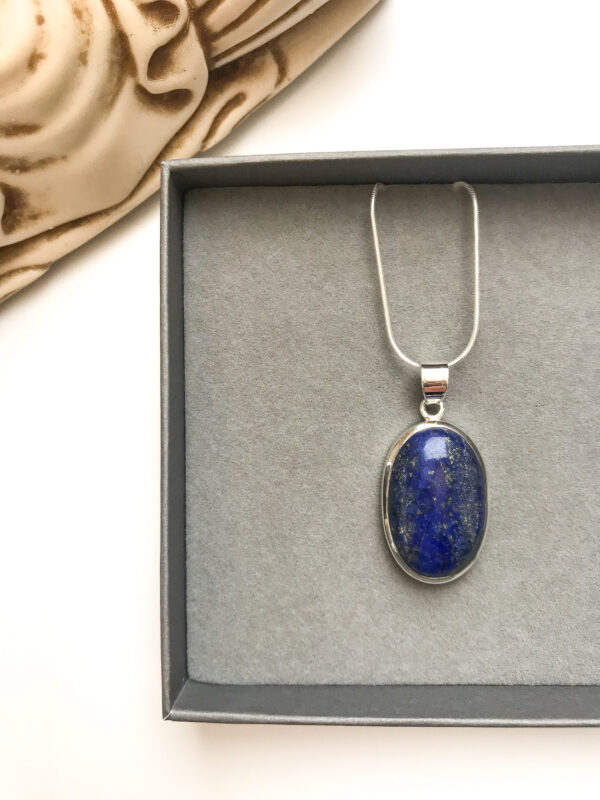 Oval lapis lazuli pendant necklace Wildwood Cornwall Bude uk