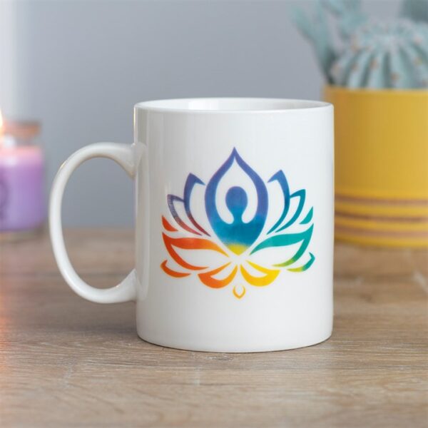 Rainbow lotus yoga gift mug Wildwood Cornwall Bude