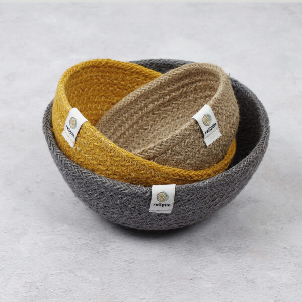 Respiin beach set jute bowls yellow grey neutral