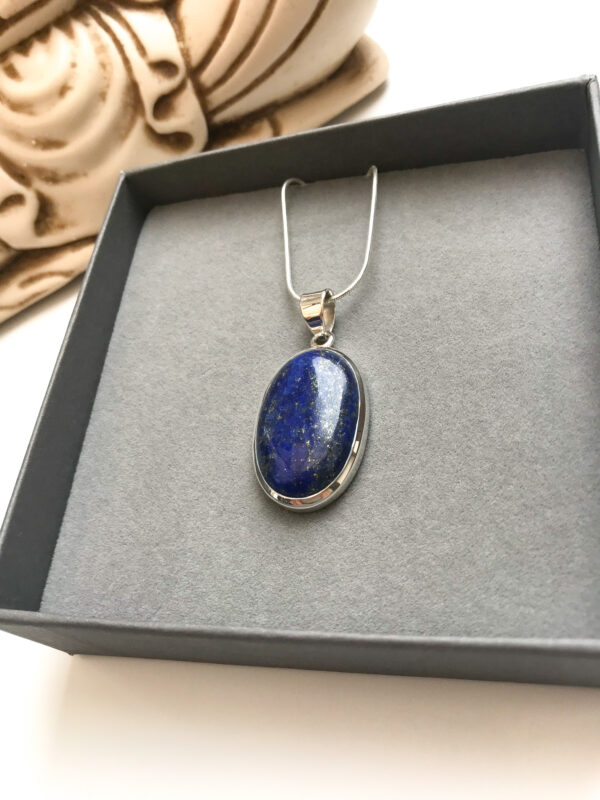 Sterling silver oval pendant necklace lapis Wildwood Cornwall