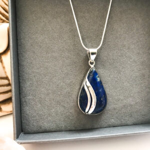 Teardrop lapis lazuli necklace pendant Wildwood Cornwall Bude