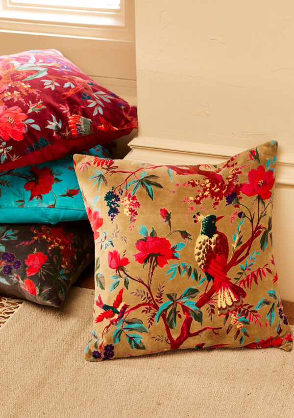 Bird of paradise ethical cotton cushion Wildwood Cornwall