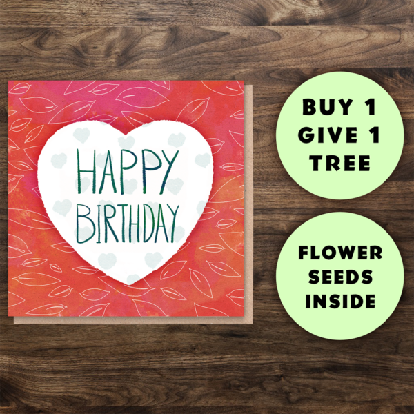 Happy birthday heart card seeds Wildwood Cornwall