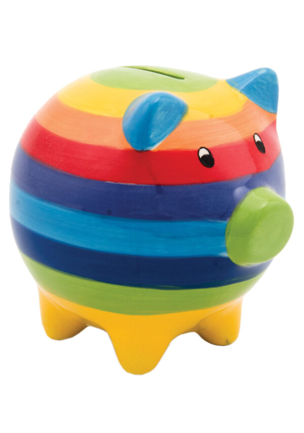 Fair trade ethical rainbow piggy bank kids children Wildwood