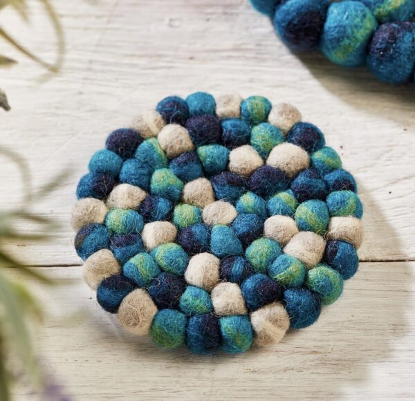 Blue felt coaster fair trade Wildwood Cornwall bude 2