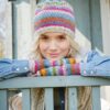 Fair trade ethical pink purple wool beanie bobble hat