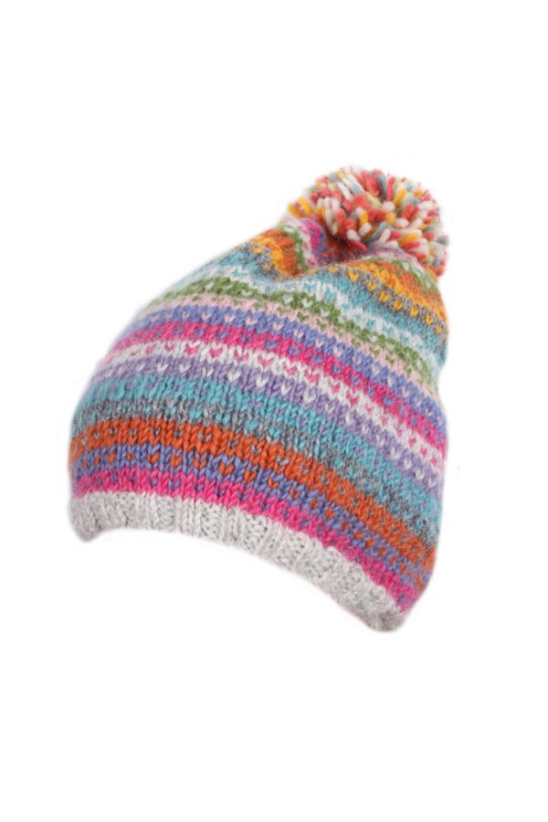 Fair trade pink purple wool ethical beanie