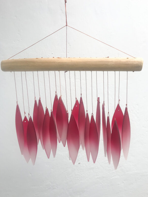 Glass windchime red ombre Wildwood Cornwall