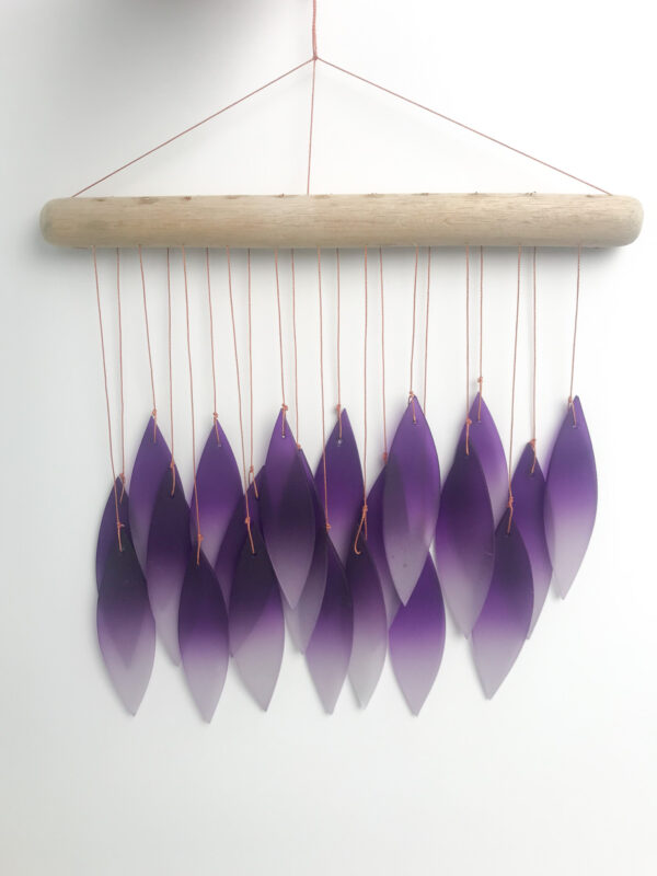 Purple ombre leaf glass windchime gift