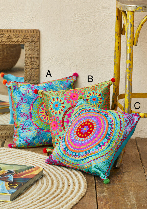 fair trade ethical bohemian cushion bright 2