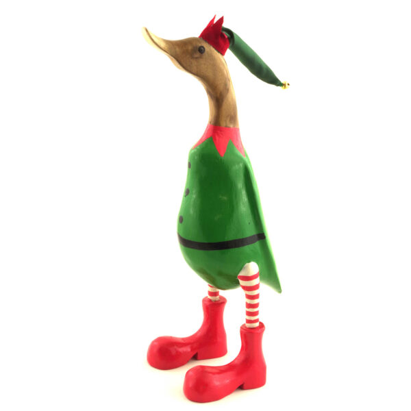 fair trade ethical wooden christmas elf duck