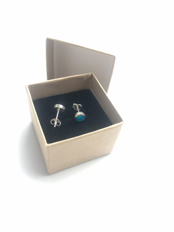 gift box round blue opalite stud earrings Wildwood Cornwall