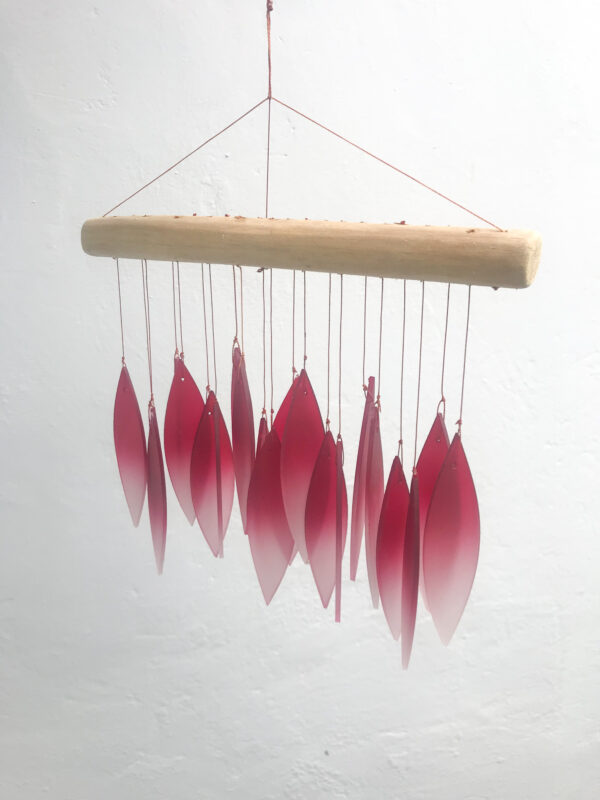 red ombre glass winchime leaf fair trade