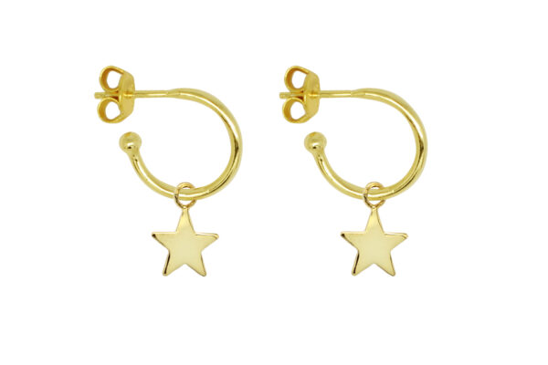 gold plated sterling silver star hoop earrings boho betty