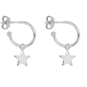 Star charm silver hoop earrings boho betty