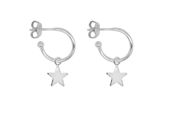Star charm silver hoop earrings boho betty