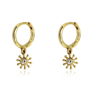 gold sunburst sterling silver boho earrings