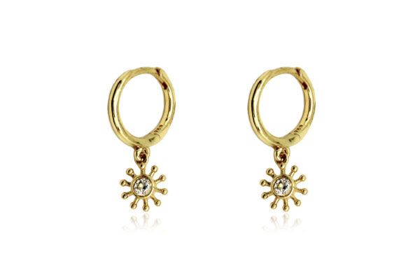 gold sunburst sterling silver boho earrings