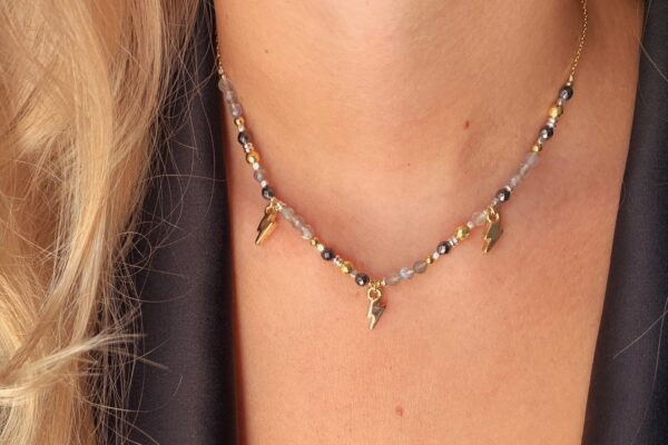 Lightning bolt beaded necklace