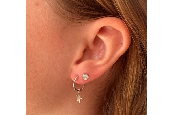 Boho betty silver star charm hoop earrings