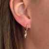 gold lightning bolt silver hoop earrings