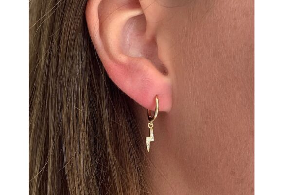 gold lightning bolt silver hoop earrings