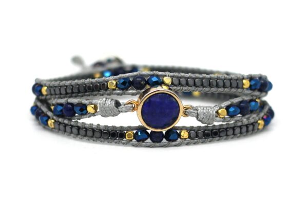 lapis lazuli triple wrap bracelet boho Wildwood