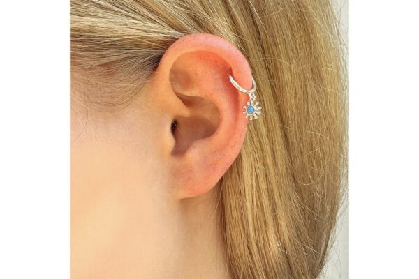 silver starburst drop earrings boho turquoise